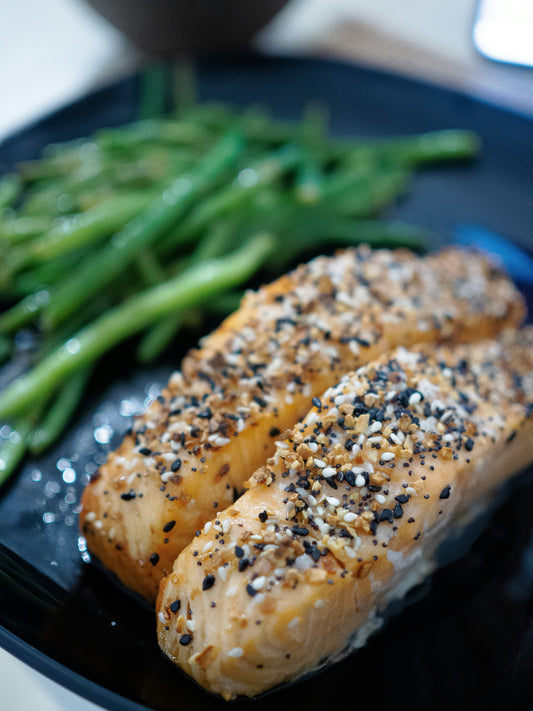 Grilled Salmon with Quinoa & Roasted Veg